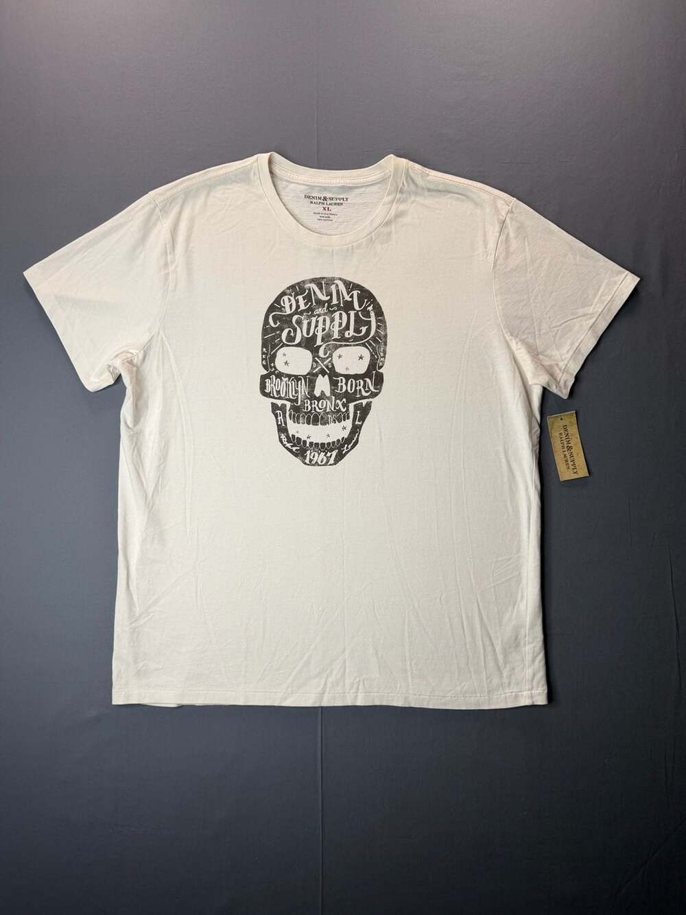 Denim & Supply Ralph Lauren Graphic Skull T-Shirt Size XL White NWT